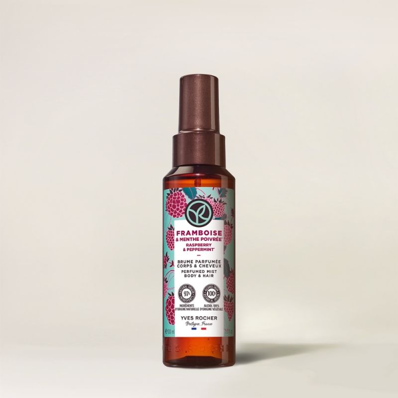 תמונת מוצר - ספריי מבושם לגוף ולשיער בניחוח פטל מנטה מסדרת Bain nature 2024 - מחיר המוצר 55.0000 ש״ח